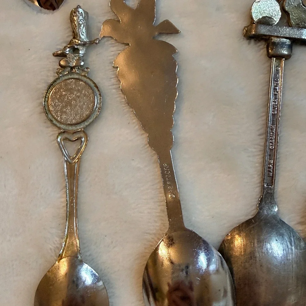 Vintage Souvenir Collector Spoon Lot 9pc Florida Nashville Kansas Oklahoma DC